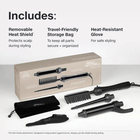 Paul Mitchell Texture 3-in-1 Interchangeable Curling Iron & Hot Comb